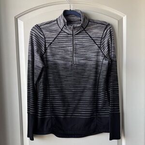 Kirkland Signature Striped 1/4 Zip- Women’s M- Black & Gray